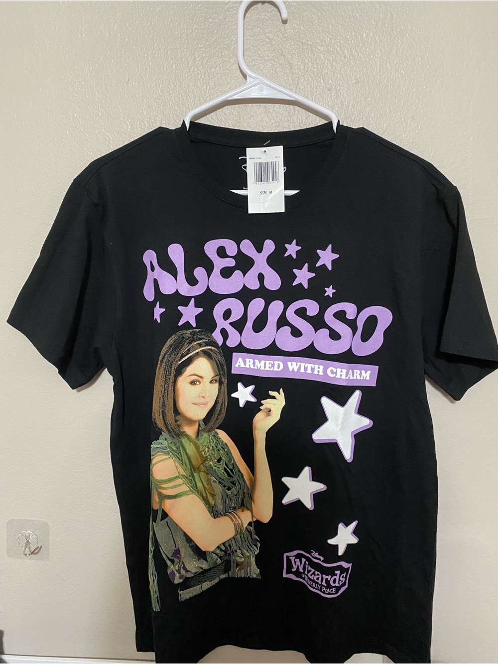 Alex Russo Kids Black Graphic Tee - Purple Print